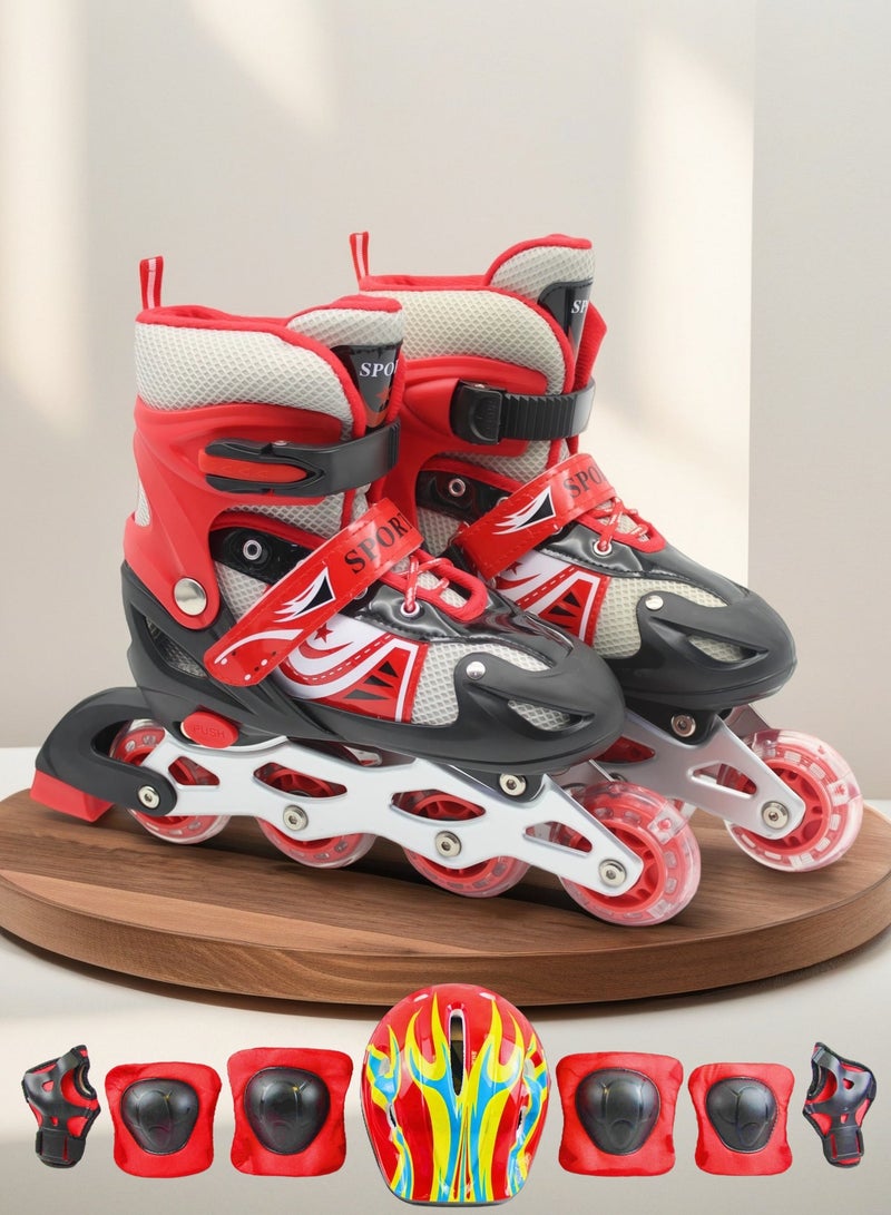 EASY FUTURE Skate Shoes Adjustable Inline Skates for Kids Flashing LED Wheels Roller Skates for Boys Girls Beginners Including Full Protective Gear Set NO.1301H - Image 1